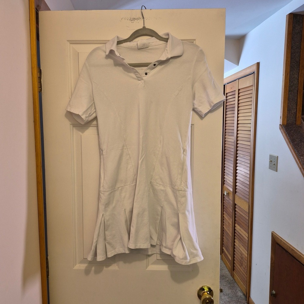 Sage Collective Womens White Polo Tennis Dress Short Sleeve Pleated Mini Size M